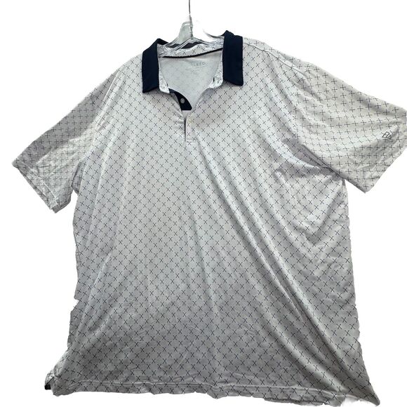 Maelreg Big Mens 3XL White Crossed Clubs AOP Performance Stretch Golf Polo Shirt - Picture 1 of 11